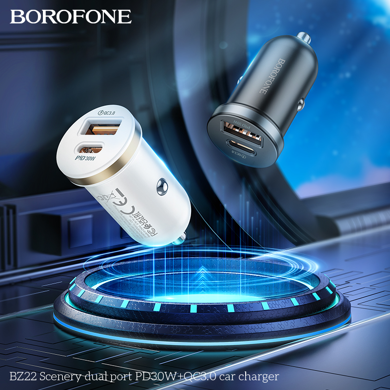 BOROFONE BZ22 Scenery dual-port car charger PD 30 W NZ 6